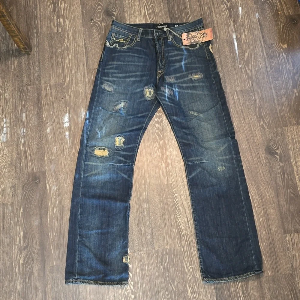 SOLD on M.ercari!! Ed Hardy Signature Logo Tiger Denim Men Size 32W 34L NWT - Picture 2 of 9